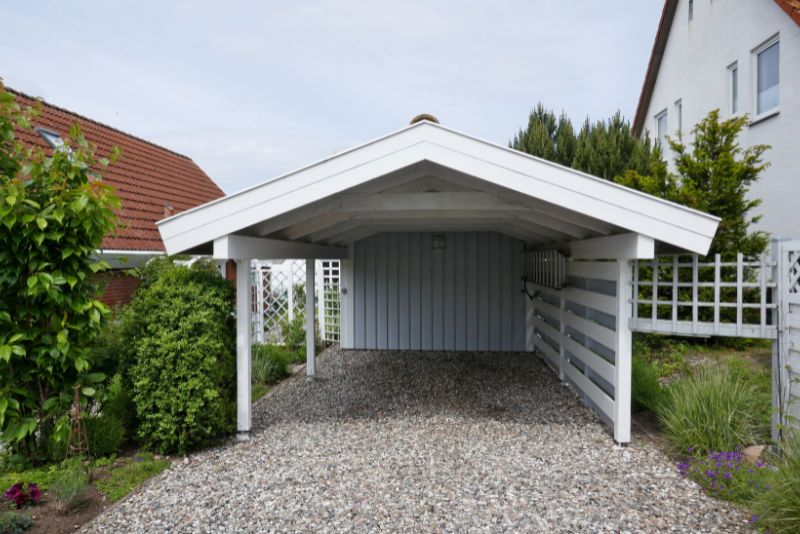 single car carport with a roof
