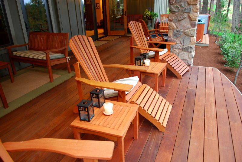 stylish timber deck with lounge chairs